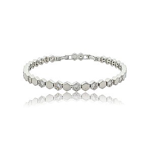 Pulseira cravejada de zircônia cristal banho em ródio branco