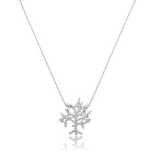 Colar com pingente árvore da vida cravejado banho em ródio branco