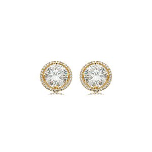 Brinco de base cravejado de zircônia cristal banho em ouro 18k