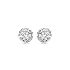 Brinco de base cravejado de zircônia cristal banho em ródio branco