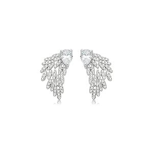 Brinco de base cravejado de zircônia cristal banho em ródio branco