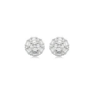 Brinco de base cravejado de zircônia cristal banho em ródio branco