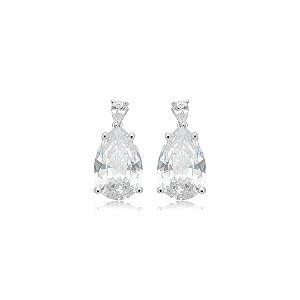 Brinco cravejado de zircônia cristal banho em ródio branco