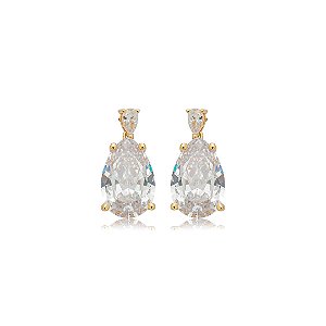 Brinco cravejado de zircônia cristal banho em ouro 18k