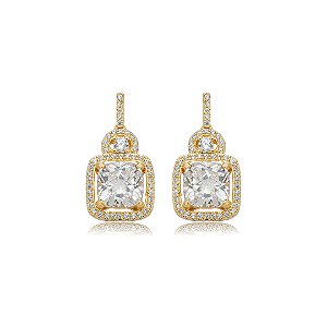 Brinco cravejado de zircônia cristal banho em ouro 18k