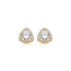 Brinco de base cravejado de zircônia cristal banho em ouro 18k