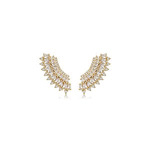 Brinco cravejado de zircônia cristal banho em ouro 18k