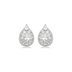 Brinco de base gota cravejado de zircônia cristal banho em ródio branco