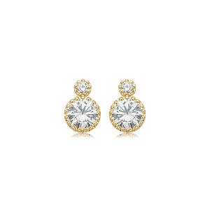 Brinco cravejado de zircônia cristal banho em ouro 18k