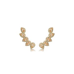 Brinco ear cuff cravejado de zircônia morganita banho em ouro 18k