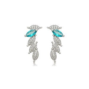 Brinco ear cuff cravejado de zircônia cristal banho em ródio branco