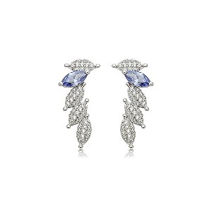 Brinco ear cuff cravejado de zircônia cristal banho em ródio branco