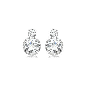 Brinco cravejado de zircônia cristal banho em ródio branco