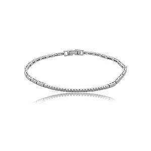 Pulseira cravejada de zircônia cristal banho em ródio branco
