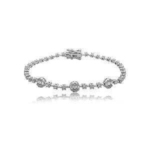 Pulseira cravejada de zircônia cristal banho em ródio branco