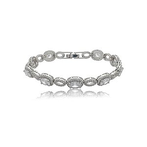 Pulseira cravejada de zircônia cristal banho em ródio branco