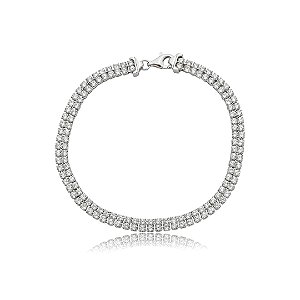 Pulseira cravejada de zircônia cristal banho em ródio branco