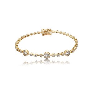 Pulseira cravejada de zircônia cristal banho em ouro 18k