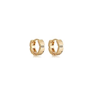 Brinco de argola cravejado de zircônia cristal banho em ouro 18k