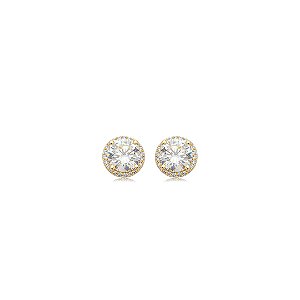 Brinco de base redondo cravejado de zircônia cristal banho em ouro 18k