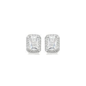 Brinco de base cravejado de zircônia cristal banho em ródio branco