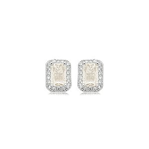 Brinco de base cravejado de zircônia yellow fancy e cristal banho em ródio branco