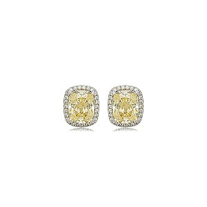 Brinco de base cravejado de zircônia yellow fancy e cristal banho em ródio branco
