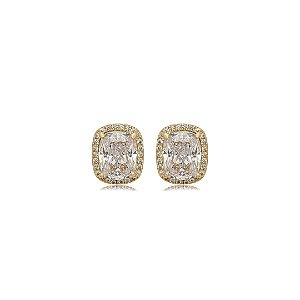 Brinco de base cravejado de zircônia cristal banho em ouro 18k