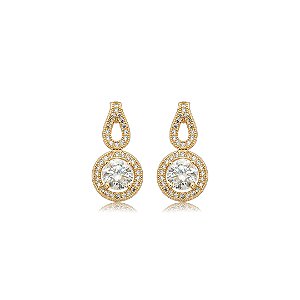 Brinco cravejado de zircônia cristal banho em ouro 18k