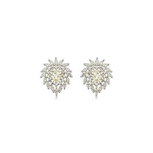 Brinco de coração cravejado de zircônia yellow fancy e cristal banho em ródio branco
