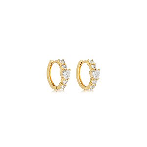 Brinco argola de coração cravejado de zircônia cristal banho em ouro 18k