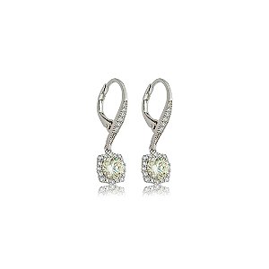 Brinco argola cravejado de zircônia yellow fancy e cristal banho em ródio branco