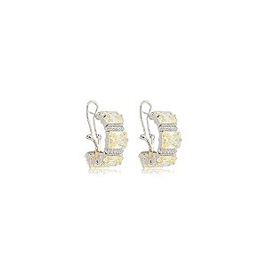 Brinco de argola cravejado de zircônia yellow fancy banho em ródio branco