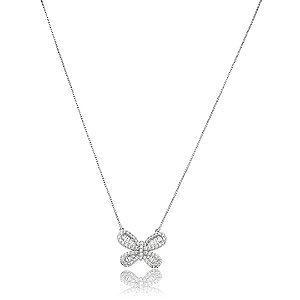 Colar com pingente cravejado de zircônia cristal banho em ródio branco