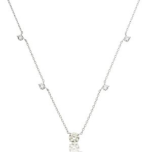Colar com pingente cravejado de zircônia yellow fancy e cristal banho em ródio branco