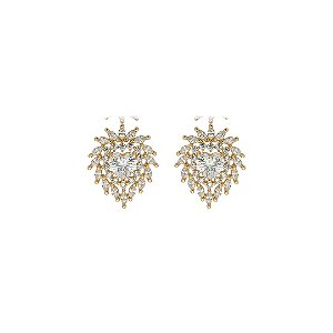 Brinco de coração cravejado de zircônia cristal banho em ouro 18k