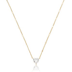 Colar com pingente cravejado de coração zircônia cristal de banho em ouro 18k