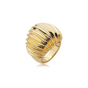 Anel dourado liso banho em ouro 18k