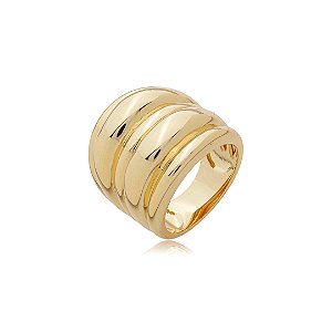Anel dourado liso banho em ouro 18k