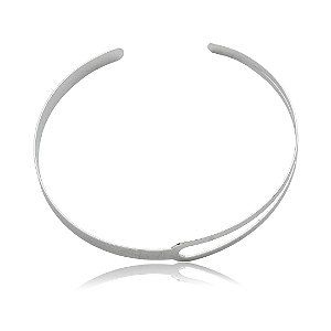 Colar de aro banho em ródio branco