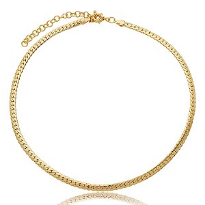Colar de corrente liso banho em ouro 18k