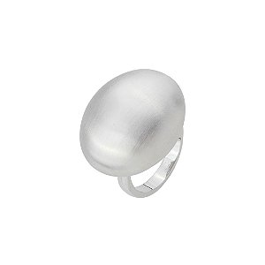 Anel liso acetinado banho em ródio branco