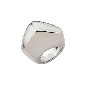 Anel liso orgânico banho em ródio branco