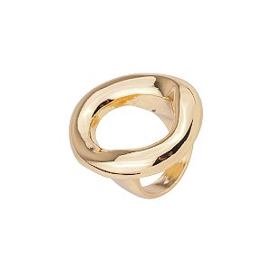 Anel dourado liso orgânico banho em ouro 18k