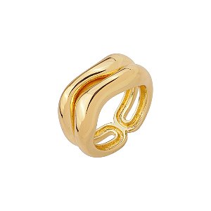 Anel dourado liso banho em ouro 18k
