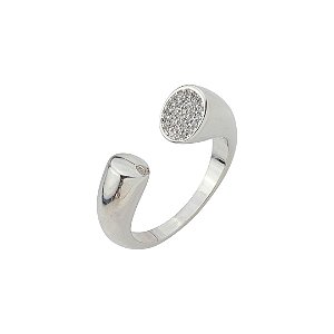 Anel cravejado de zircônia cristal banho em ródio branco
