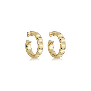 Brinco de argola liso banho em ouro 18k