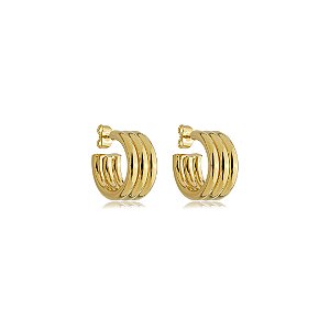 Brinco de argola liso banho em ouro 18k