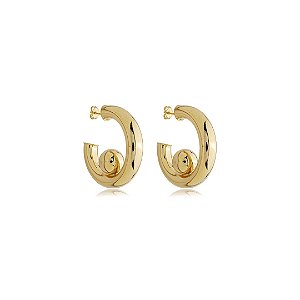 Brinco de argola liso banho em ouro 18k