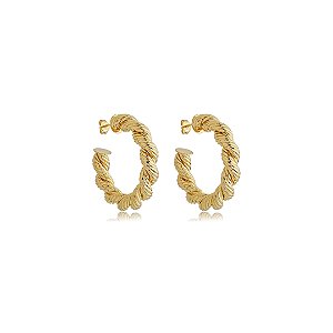 Brinco de argola liso banho em ouro 18k